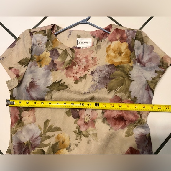 Ladies size 14 Karin Stevens elegant, easy wearing floral print long dress - Picture 8 of 12